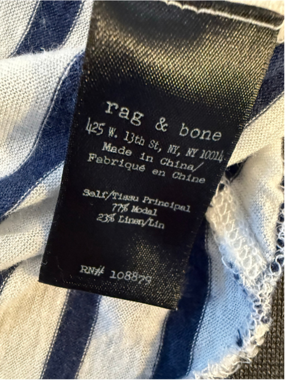 rag & bone Valley Stripe Asymmetric Linen Modal Top SZ S - Picture 5 of 6